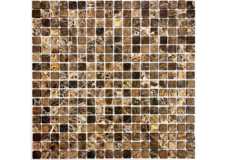 Каменная мозаика Emperador Dark TUM 305х305х4мм чип 15х15мм (Orro Mosaic) матовая