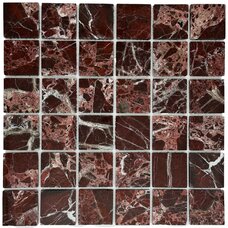 Мозаика Marble Mosaic Rosso Levanto Pol (чип 4,8x4,8) 7 mm 30,5x30,5