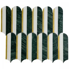 Мозаика Marble Mosaic Carpet Piano Green Pol (чип 4,8x15,7) 8 mm 25,5x29,8