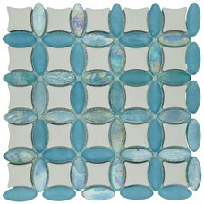Мозаика Marble Mosaic Carpet Sychis Aqua (ceramic + glass) 8 mm 28,8x28,8