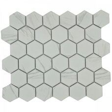 Мозаика Marble Mosaic Ceramic Mosaic Hexagon Carrara Matte (5,1x5,9) 6 mm 28,2x32,5