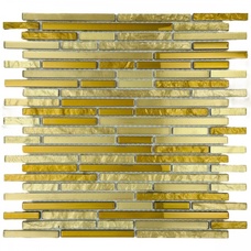 Мозаика Marble Mosaic Glass Mosaic Golden Stripes (чип 1x9,8) 5 mm 30x30