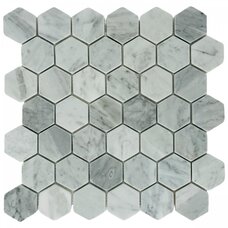 Мозаика Marble Mosaic Hexagon Carrara Bianco Mat (чип 4,8x4,8) 10 mm 29,8x30,5