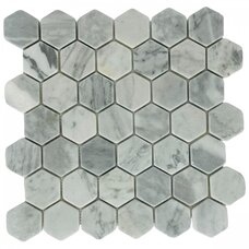Мозаика Marble Mosaic Hexagon Carrara Bianco Pol (чип 4,8x4,8) 10 mm 29,8x30,5