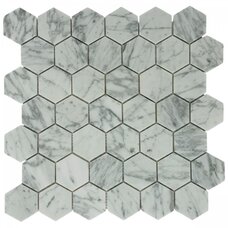 Мозаика Marble Mosaic Hexagon Carrara Bianco Pol (чип 4,8x4,8) 6 mm 30x30