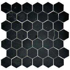 Мозаика Marble Mosaic Hexagon Nero Marquina Pol (чип 4,8x4,8) 6 mm 30x30