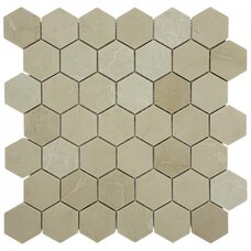 Мозаика Marble Mosaic Hexagon Royal Botticino Pol (чип 4,8x4,8) 6 mm 30x30