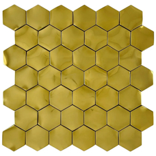 Мозаика Marble Mosaic Stainless Steel Hexagon Web Gold 3D (чип 4,8x4,8) 8-10 mm 29x30,5