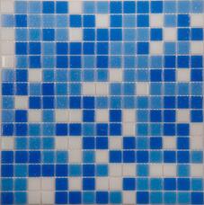Мозаика NSmosaic Econom MIX14 стекло бело-синий (бумага) (2х2) 32,7х32,7