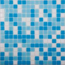 Мозаика NSmosaic Econom MIX2 стекло бело-сине-голубой (сетка) (2х2) 32,7х32,7