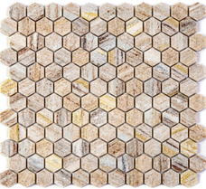 7M020-DP Мозаика мраморная Natural Adriatica Golden Sand полированная (7мм) (чип 2,5 Hexagon) 29,5x28,5