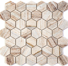 7M020-HP Мозаика мраморная Natural Adriatica Golden Sand полированная (7мм) (чип 4,8 Hexagon) 29,8х30