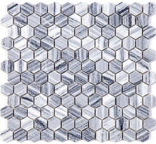 7M031-DP Мозаика мраморная Natural Adriatica Equator Gray полированная (7мм) (чип 2,5 Hexagon) 29,5x28,5