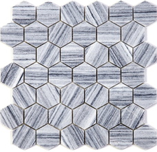 7M031-HP Мозаика мраморная Natural Adriatica Equator Gray полированная (7мм) (чип 4,8 Hexagon) 29,8х30