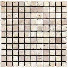 7M090-25T  Мозаика травертин Natural Adriatica Travertine состаренная (7мм) (чип 2,5х2,5) 30,5х30,5
