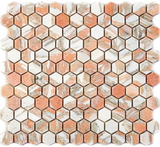 4M064-DP Мозаика мраморная Natural I-Тilе Norway Rose полированная (4мм) (чип 2,5 Hexagon) 29,5x28,5