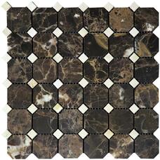 7M022+7M030-BP Мозаика мраморная Natural Octagon полированная (7мм) (чип 4,8х4,8+чип 1,5x1,5) 30,5х30,5