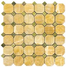 7M073+7M068-BP  Мозаика оникс+мраморная Natural Octagon полированная (7мм) (чип 4,8x4,8+чип 1,5x1,5) 30,5х30,5