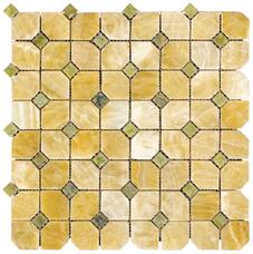 7M073+7M068-DP9 Мозаика оникс+мраморная Natural Octagon полированная (7мм) (чип 3,5x3,5+чип 1,5x1,5) 30,5х30,5