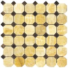 7M073+7M076-BP  Мозаика оникс+мраморная Natural Octagon полированная (7мм) (чип 5x5+чип 1,5x1,5) 30,5х30,5