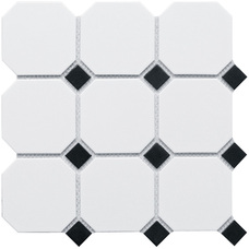 Керамическая мозаика Starmosaic Octagon big White/Black Matt (CLA006) 30х30