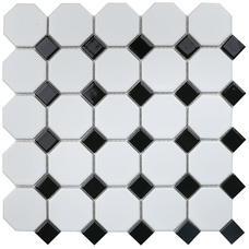 Керамическая мозаика Starmosaic Octagon small White/Black Matt (IDLA2575) 29,5х29,5