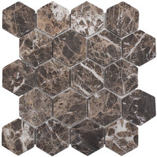 Мозаика мраморная StarMosaic Hexagon Dark Emperador Tumbled (JMST6308TM) (6,3х6,3) 28,2х26