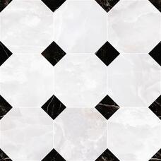 262610 Мозаика Versace Emote Mosaico Ottagono Onice Bianco Nero 39x39