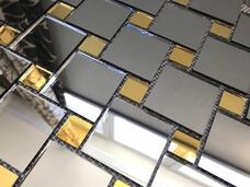 DG50 Мозаика Vivere Vantaggio серое + золотое зеркало (чип 5х5, 2х2 на сетке) 30x30