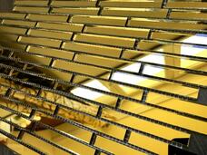 G74 Мозаика Vivere Vantaggio золотое зеркало (чип 7,4х1 на сетке) 34.7x19