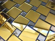 GD50 Мозаика Vivere Vantaggio золотое + серое зеркало (чип 5х5, 2х2 на сетке) 30x30