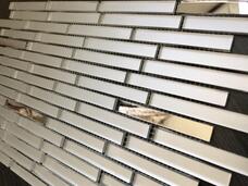 MS74 Мозаика Vivere Vantaggio матовое серебряное + серебряное зеркало (чип 7,4х1 на сетке) 34.7x19