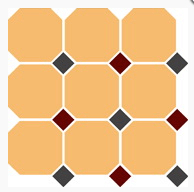 Керамогранит Top Cer Octagon New 4421 OCT20+14-B Ochre Yellow OCTAGON 21/Brick Red 20 + Black 14 Dots 30x30