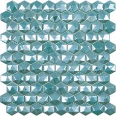Мозаика Hex Diamond № 370D Бирюзовый (на сетке) 29.5x29.5